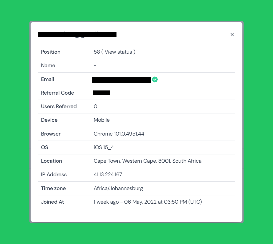 View user details from dashboard